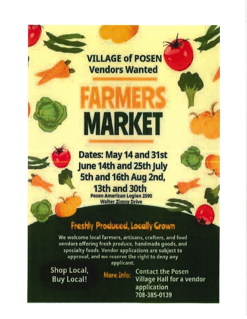 FARMERS MARKET COMING TO TOWN! VENDORS NEEDED!